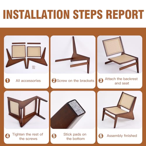 MBOOYOME Mid Century Modern Accent Chair, Compact Low-Profile Lounge Chair | Solid Wood Armchair with Woven Rattan Cane Seat and Back for Small Spaces, Bedroom, Reading Nook and Living Room, Walnut - color: Walnut
