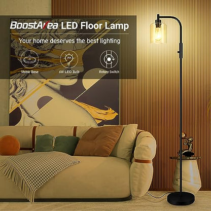 Dimmable Floor Lamp, Standing Lamp with Glass Lampshade, 6W LED Bulb Included, Modern Standing Lamp, Bright LED Lamp for Living Room and Bedroom, Office - color: Clear Glass