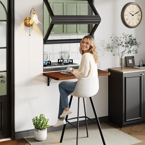 Dogsky 24" x 14" Floating Wall Desk, Fold Down Wall Table - 100 lbs Heavy Duty Solid Pine Wall Mount Folding Desk for Home Office, Laundry Room, Kitchen & Small Apartment, Walnut - color: Walnut, size: 24'' x 13.7'' x 6.3''