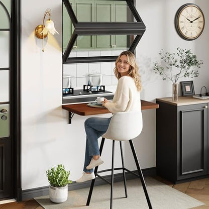 Dogsky 24" x 14" Floating Wall Desk, Fold Down Wall Table - 100 lbs Heavy Duty Solid Pine Wall Mount Folding Desk for Home Office, Laundry Room, Kitchen & Small Apartment, Walnut - color: Walnut, size: 24'' x 13.7'' x 6.3''