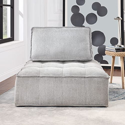 KEVINSPACE 41.3" Modular Sectional Sofa Couch, Armless Floor Chair with Black Legs and Pillow, Fabric Convertible Sofa, Variable Sectional Sofa for Living Room, Free Combination Gray - color: 41.3" Gray