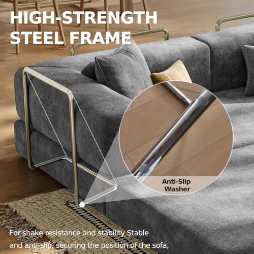 79" Convertible Futon Sofa Bed, Boneless Couch for Living Room | Pet scratch-resistant velour, dual-firmness full-block foam cushions, pull-out sleeper couch, no assembly, Deep Gray - color: Dark Gray, size: 78IN