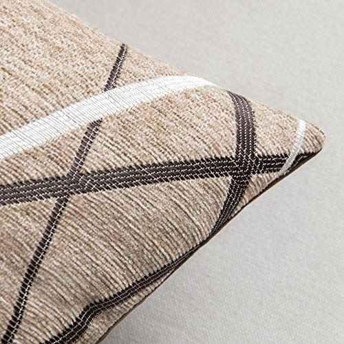 MIULEE Pack of 2 Decorative Throw Pillow Covers Woven Textured Chenille Cozy Modern Concise Soft Light Tan Square Cushion Shams for Bedroom Sofa Car 20 x 20 Inch - color: Light Tan, size: 20" x 20" (Pack of 2)