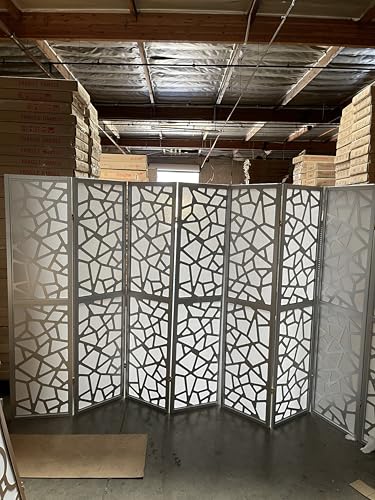 Mosaic Breeze Room Divider, 3-8 Panel (Silver, 7 Panel) - color: Silver, size: 7 Panel