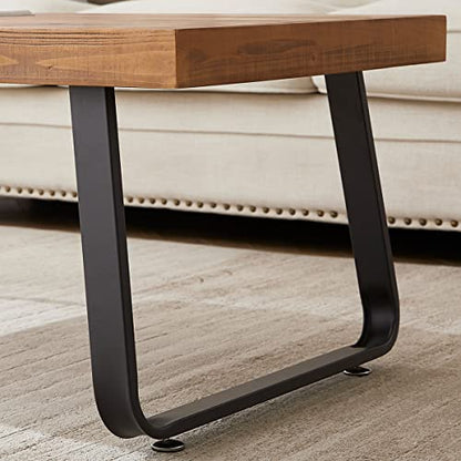 Natural Solid Wood Coffee Table, Rustic Center Tables for Living Room | Rectangle Metal and Real Wooden Tea Table, Modern Industrial Minimalist Wooden Cocktail Tables, Rustic Brown, 47 Inch - size: 47 inch