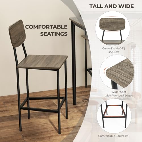 NAFORT Counter Height Dining Table Set for 4, Industrial Bar Table and Chairs Set, 5 Piece Square Pub Table with 4 Stools, Space-Saving Kitchen & Dining Room Furniture Set for Pub, Home, Restaurant - color: Grey