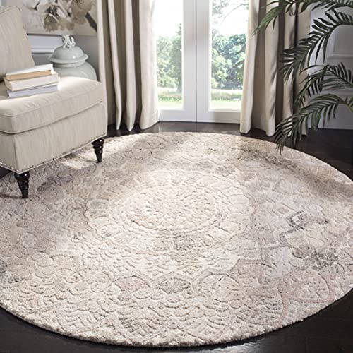 SAFAVIEH Marquee Collection 3' Round Beige/Ivory MRQ110B Handmade Mandala Medallion Wool Area Rug - color: Beige/Ivory, size: 3' (Round)
