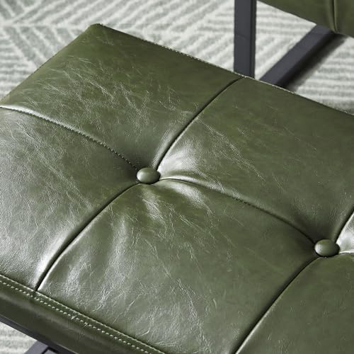 Glitzhome Ottoman Bench, Modern PU Leather Vanity Stools Chairs with Metal Frame, Makeup Stool Padded Foot Rest Stool for Living Room Vanity, Entryway, Bathroom,Green - color: Green