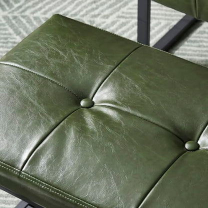 Glitzhome Ottoman Bench, Modern PU Leather Vanity Stools Chairs with Metal Frame, Makeup Stool Padded Foot Rest Stool for Living Room Vanity, Entryway, Bathroom,Green - color: Green