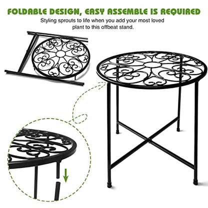 Plant Stand Indoor Outdoor, 2 Pack 15" Tall Flower Pot Stand, Round Metal Corner Plant Stand for Flower Pot, Rustproof Flower Plant Holder for Home, Garden, Patio, Plant Lovers, Housewarming