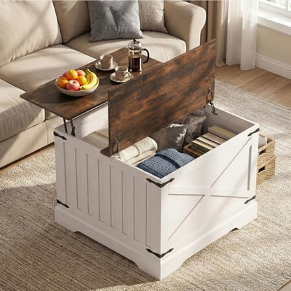 GIANTEX Farmhouse Lift Top Coffee Table, 31.5" Square Wood Center Table with Large Hidden Storage Compartment & Hinged Lift Top, Accent Cocktail Tea Table, Rustic Living Room Tables (Rustic Brown) - color: Rustic Brown