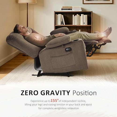 MCombo 56 in Reclining Loveseat Recliner with Heat & Massage PR648 (Brown) | 155° Zero Gravity, Dual Charging Ports, Cup Holders, FSC & OEKO Certified - color: Dark Brown, size: Loveseat Recliner with Zero Gravity