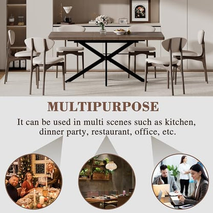 Extendable Dining Table for 4 6 8,55"-70" Kitchen Table Leaf,Dark Walnut | Expandable Rectangle Dining Table,Wood Dining Table w/ Hidden Leaf & Storage, Space Saving, Kitchen Dining Living Room,Modern - color: Removable Leaf 55"-71" Dark Walnut