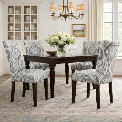 HomePop Parsons Classic Upholstered Accent Dining Chair, Set of 2, Suri Blue - color: Suri Blue, style: Pack of 2