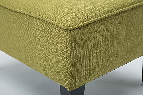 Armless Accent Chairs Set of 2, Green Upholstered Linen Slipper Chair with Solid Wood Legs, Mid Century Modern Side Chairs for Small Living Room Bedroom Apartment Reading Nook - color: Green