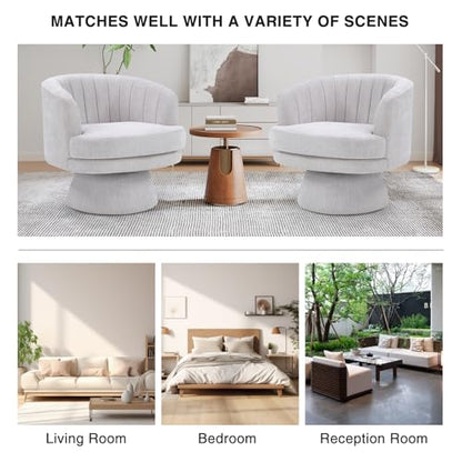 Swivel Accent Chair with Armrest, Modern 360 Degree Swivel Barrel Chair with Curve Back and Soft Cushion,Comfy Fabric Round Armchair Single Sofa for Living Room,Bedroom,Waiting Room,Grey - color: Grey