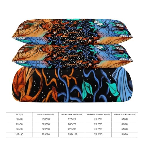 Bohemian Black Floral 3 Piece Reversible Bedding Set 86"x70",Double Sided Brushed Microfiber Duvet Cover Set with 2 Pillowcases Soft Breathable Comforter Cover for Home - color: Bohemian Black Floral, size: 86"x70"