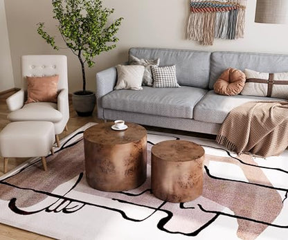 Nesting Coffee Table Set of 2, Modern Round Coffee Table Drum Side Table, Wooden Circle Accent Tables End Tables for Small Spaces Living Room Bedroom Office (Dark Brown) - color: 19" & 15"- Dark Brown