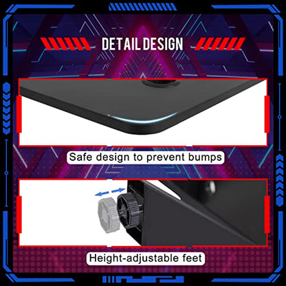 FDW Computer Desk Gaming Desk Student PC Desk Writing Desk Office Desk Modern Ergonomic Racing Style Table Workstation Carbon Fiber Headphone Hook (47in, Blue) - color: Blue, size: 47 In R Shaped
