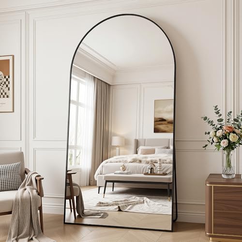 Floor Mirror, 44"×72" Full Length Mirror with Stand for Bedroom Living Room, Black - color: Black, size: 72"L x 44"W