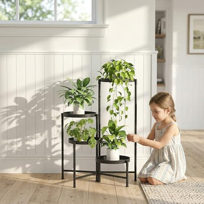 aboxoo 4 Tier Metal Plant Stand Modern NEW, Indoor Outdoor Multi-Tiered Plant Stand Display Tray, Flower Pot Stand for Indoor Home Outdoor Patio Balcony Yard - size: 4 Tier