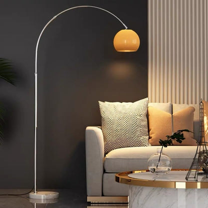 Modern LED Arc Floor Lamp Silver Floor Lamp Glass Shade Standing Lamp with Marble Base Floor Light for Living Room Reading Bedroom Home Office