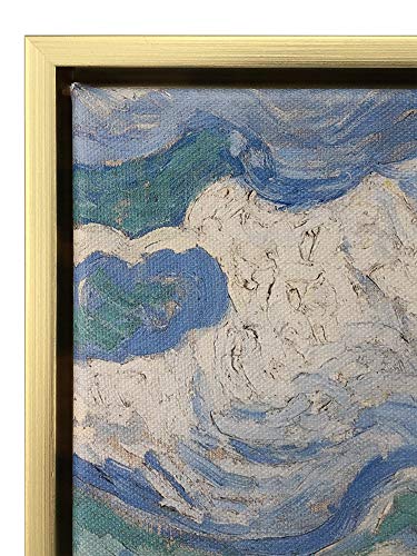 Wieco Art 프레임 벽 아트 캔버스 반 고흐의 사이프러스가 있는 밀밭 프린트 회화 복제 추상 삽화 벽 장식용 골든 프레임 - size: 16"L x 12"W