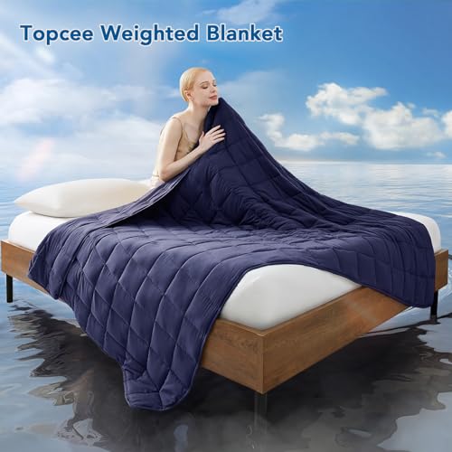 Weighted Blanket (20lbs 80"x87" King Size) Soft Cooling Heavy Blanket Sleeping, Apply to 190-210 lbs Body, Thick Breathable Blanket with Glass Bead, Easy Care - color: 01-navy Blue, size: 80"×87"-20lbs