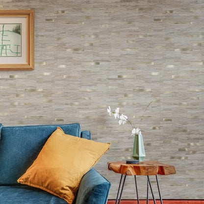 StyloVue 20 Sheets Kitchen Peel and Stick Backsplash Tiles, Beige with Metal Gold Look Stick on Backsplash for Kitchen, RV, Fireplace - color: Beige With Metal Gold