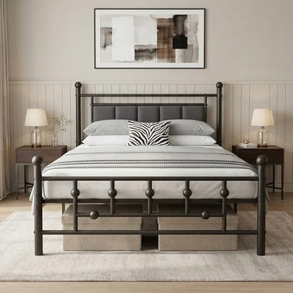 Velvet Upholstered Twin Bed Frame with Headboard | 14-inch Underbed Storage, 13 Metal Slats, 9 Support Legs, Noise-dampening Strips, No Box Spring Needed - size: Twin