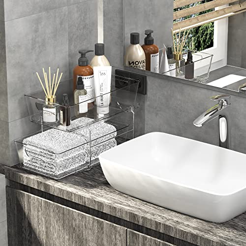 Simple Houseware 2 Tier Basket Drawer Cabinet Pull-Out Organizer, Clear - size: 1-Pack