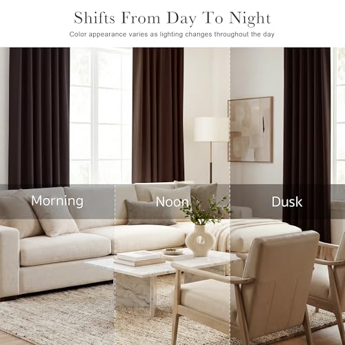 PONY DANCE Window Treatments Curtains - Blackout Drapery Thermal Insulated Curtain Panels with Back Tab Light Block for Bedroom Bathroom/Kitchen, 52 x 54 Inches, Brown, 2 Pieces - color: Brown, size: 52"W x 54"L (Pack of 2)