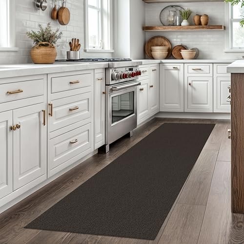 Washable Runner Rug, Non Slip Kitchen Rug, 2x7 Ft, Taupe/Coffee | Washable Braided Runner Carpet, Non Slip Rubber Dot Backed, For Hallway, Kitchen, Entryway, Bedroom, Laundry Room, Foyer - color: Taupe/Coffee, size: 2' x 7' (Rectangular)