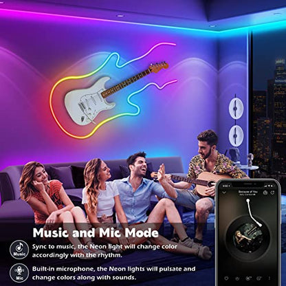 AILBTON 150Ft Neon Rope Lights,Flexible Led Rope Lights Control with App/Remote,Multiple Modes RopeLights,IP65 Outdoor RGB Led Neon Lights NonWater Resistant,Music Sync Gaming Led NeonLight Strip - size: 150FT