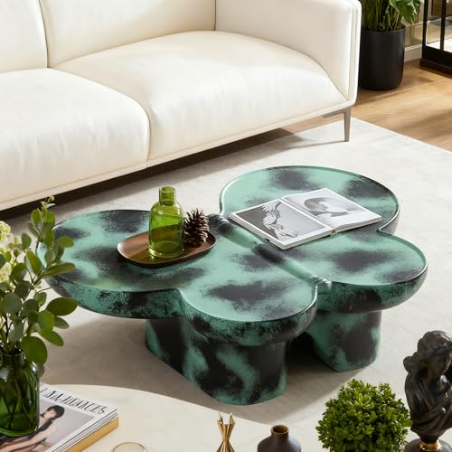 Modern Fiberglass Butterfly Coffee Table, Black and White Artistic Center Table, Sculptural Accent Cocktail Table for Living Room, Durable Contemporary Furniture(47''Blue+Black) - color: 47''blue+black