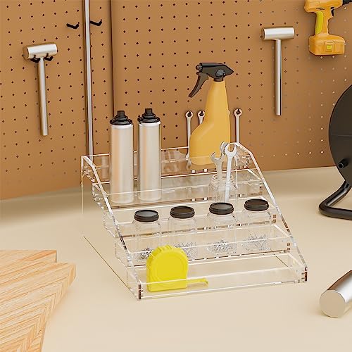 PMMASTO Widen Tiered Spice Rack, Seasoning Organizer, Clear Acrylic Vertical Shelves Can Organizer for Countertop, Cabinet, Pantry, Kitchen Organization and Storage - 5 Tier - size: Widen 5 Tier - inner width 3''