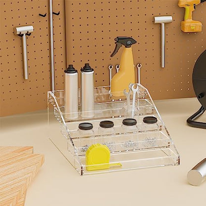 PMMASTO Widen Tiered Spice Rack, Seasoning Organizer, Clear Acrylic Vertical Shelves Can Organizer for Countertop, Cabinet, Pantry, Kitchen Organization and Storage - 5 Tier - size: Widen 5 Tier - inner width 3''