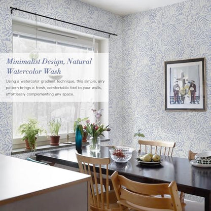 Peel and Stick Wallpaper Boho Blue Contact Paper Modern Botanical Wall Paper Waterproof Self Adhesive Removable Wallpaper for Bathroom Bedroom Kitchen Living Room Vinyl 17.3"x78.7" - color: Blue Purple, size: 17.3" x 78.7"