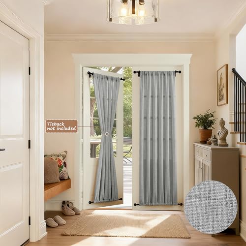 Tollpiz Linen Door Curtain Doorway Semi Sheer Curtains Closet Light Filtering Drapes Dual Rod Pocket Boho Window Curtain for Room Divider, 25 x 72 inches Long, Silver Grey, 1 Panel - color: Silver Grey, size: 25"W x 72"L (Pack of 1)