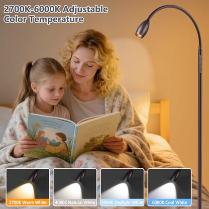 Reading Floor Lamp, 72" LED Dimmable Lamp with Gooseneck,Zoomable Spotlight | Adjustable Color Beam Standing Lamp, Touch & Remote Control, Task Craft, Sewing, Bedroom Living Room,Office,Oil-Rubbed Bronze - color: Oil-Rubbed Bronze