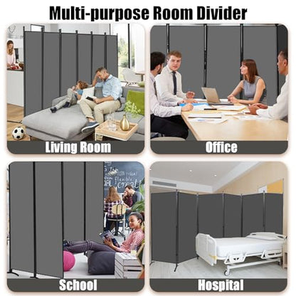 Room Divider-Folding Privacy Screens, 6 ft Partition Room Dividers Wall for Separation, Home, Office, Classroom, Studio (Grey, 6 Panel) - color: Grey, size: 6 Panel