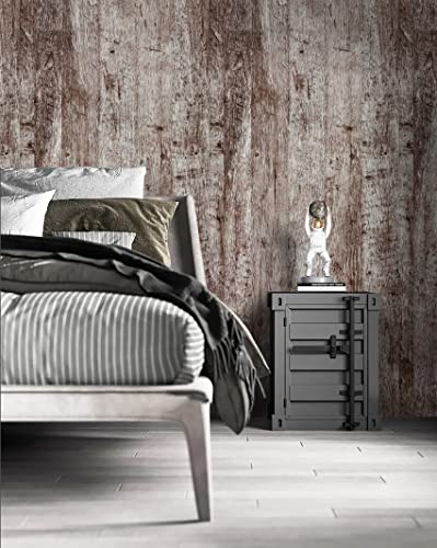 Wallpaper 118"x17.7" Wood Peel and Stick Wallpaper Thicken Dark Grey Brown Wood Wallpaper Wood Contact Paper Brown Gray Wood Plank Removable Rustic Wood Grain Self Adhesive Texture Vinyl Roll - color: Grey Brown-2, size: 17.7" x 118"