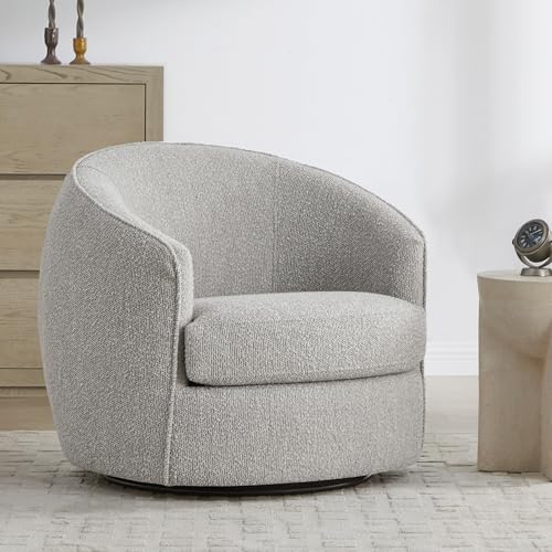 CHITA Barrel Swivel Accent Chair, Wood Frame, Fully Assembled, Light Grey | Modern Armchair with FSC Certified Wood Frame, Living Room Chair for bedroom & office, 31.5"Dx32.3"Wx28.7"H, 350 Lbs Capacity - color: Light Grey - Fabric