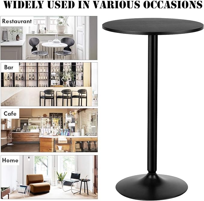 Two-in-one Adjustable Height Bar Tables, 24-inch Round Cocktail Table with Sturdy Metal Base, 40"/22" Two Convertible Height High Top Pub Table for Home Bar, Restaurant Bistro (2, Black) - color: Black, size: Diameter：23.99‘’