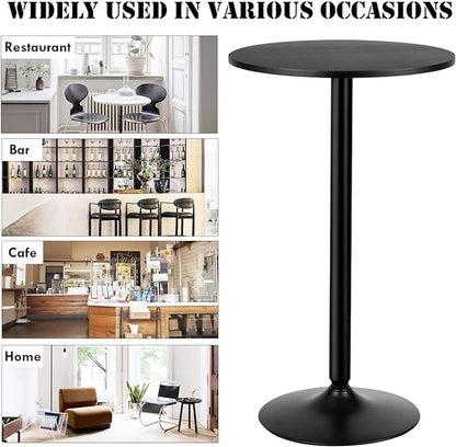 Two-in-one Adjustable Height Bar Tables, 24-inch Round Cocktail Table with Sturdy Metal Base, 40"/22" Two Convertible Height High Top Pub Table for Home Bar, Restaurant Bistro (2, Black) - color: Black, size: Diameter：23.99‘’