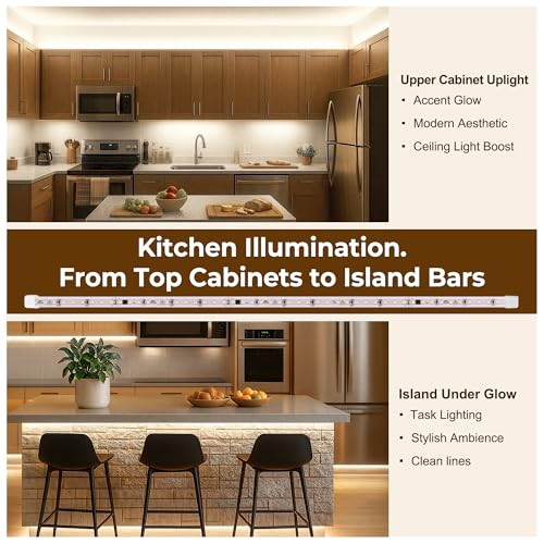 cambk 36inch Plug in Under Cabinet Lighting Strip for Kitchen - size: 36inch