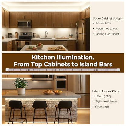 96inch Plug in Under Cabinet Lighting Strip for Kitchen, 120V Bright LED Under Counter Lights 6000k White Slim, Luces para Cocina Bajo Gabinete Under Shelf Wired Light for Sink/Workbench/Bookshelf - size: 96inch