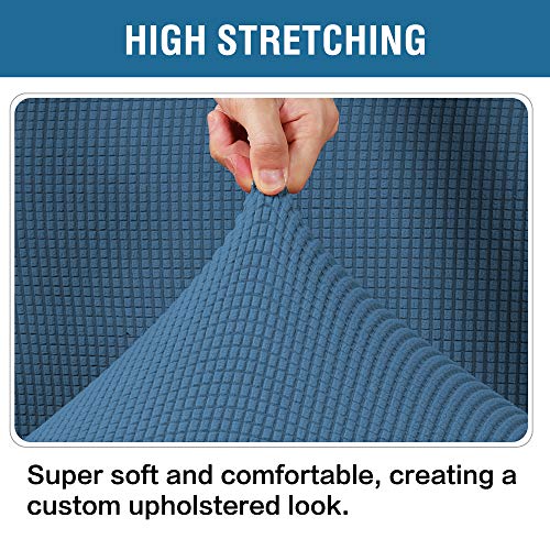 H.VERSAILTEX Ottoman Cover Slipcover Rectangle Fit Length 29'-34' Footrest Sofa Slipcovers Stool Cover Footstool Protector Covers Feature Stretch Soft Jacquard Fabric Removable Washable - Dusty Blue - color: Dusty Blue, size: Rectangle-Large
