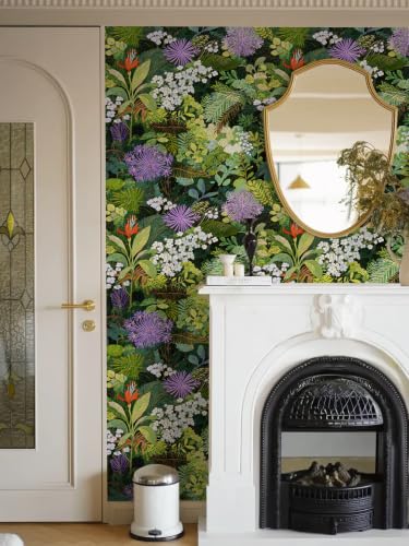 Peel and Stick Wallpaper Floral Renter Friendly Wallpaper | Stick On Removable Boho Leaf Contact Paper Tropical Rainforest Wallpaper for Kitchen Wall Decor,17.5 x 118 in