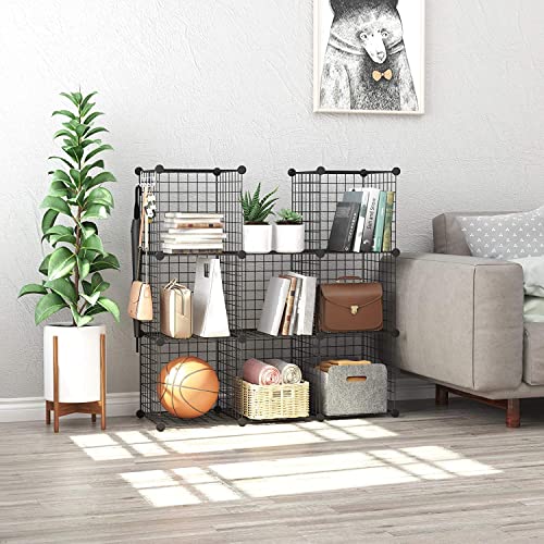 C&AHOME Wire Cube Storage, 8-Cube Organizer Metal C Grids Storage, Storage Bins Shelving, Modular Book Shelf, DIY Closet Cabinet Ideal for Living Room, Home, Office 24.8" L x 12.4" W x 48.4" H Black | Storage Bins Shelving, Modular Shelves, DIY Closet Cab